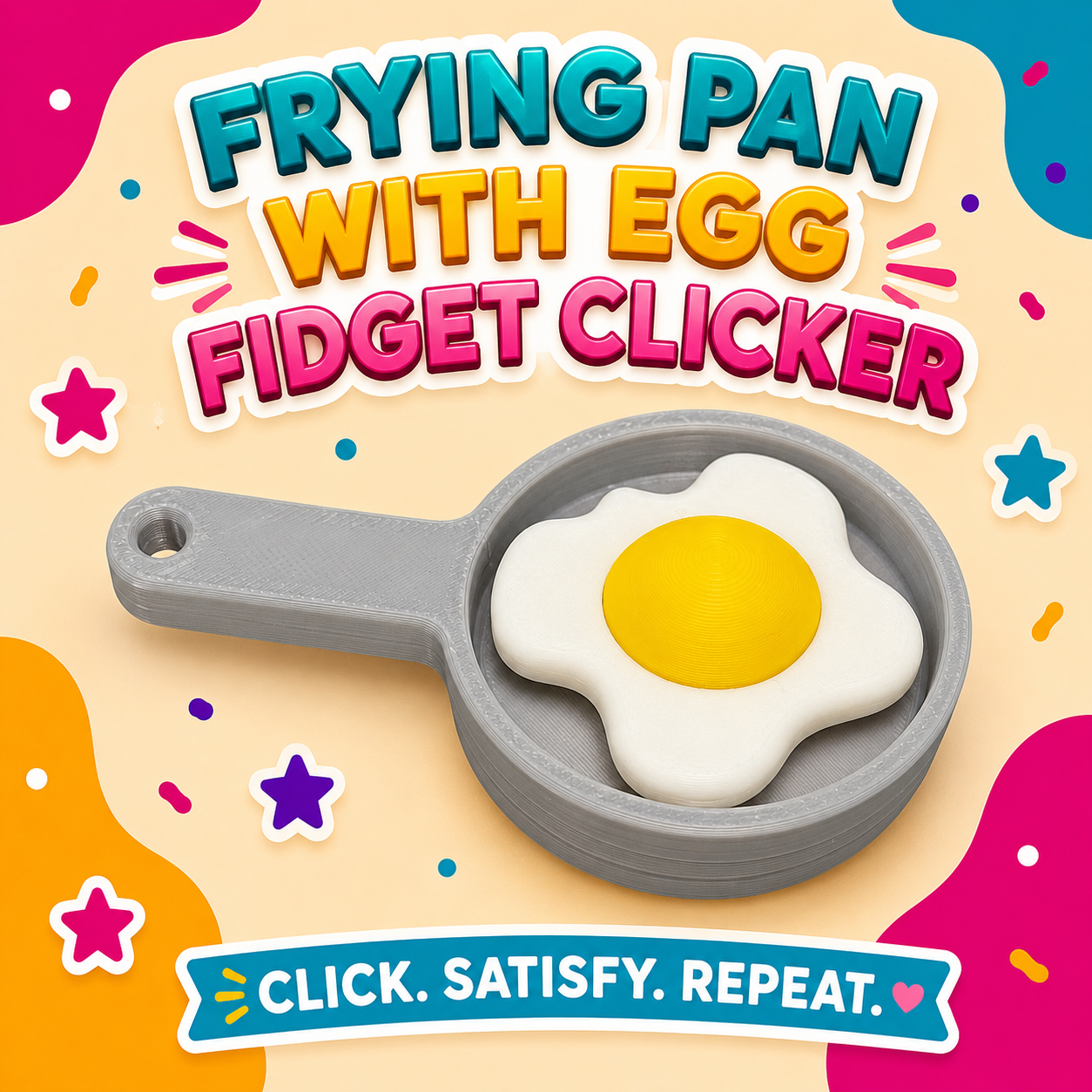Frying Pan & Fried Egg Fidget Clicker