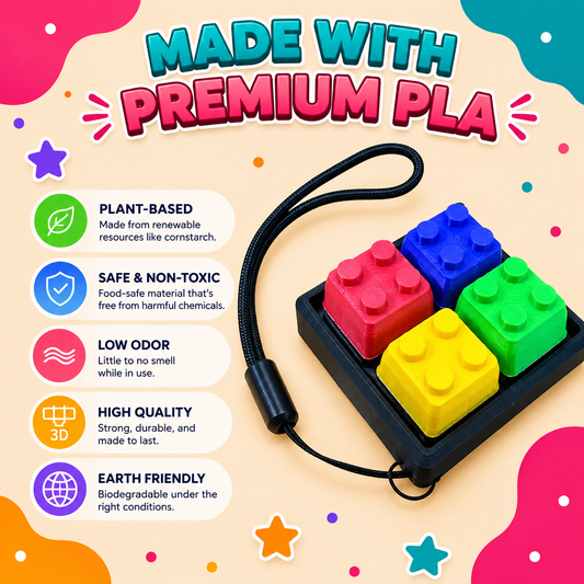 Lego Brick 2x2 Fidget Clicker With Strap