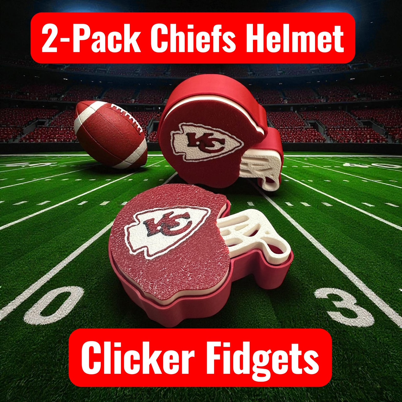 chiefs mini football helmet 2-Pack Chiefs Football Helmet Clicker Fidget – The Fidget Warehouse
