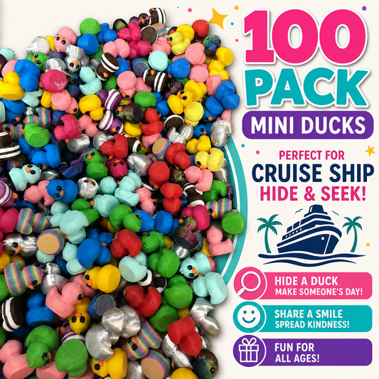 100 Pack Mini 3D Printed Cruise Ducks – Colorful Tiny Hide & Seek Ducks for Cruise Ship Duck Hiding Game